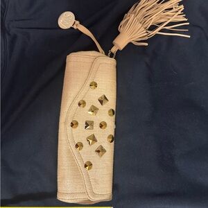 Tan Clutch with Gold Accents